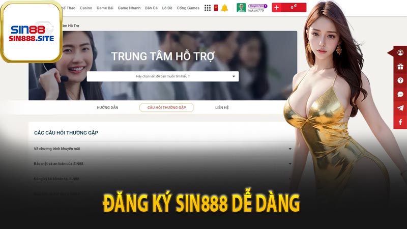 Đăng ký Sin888 dễ dàng